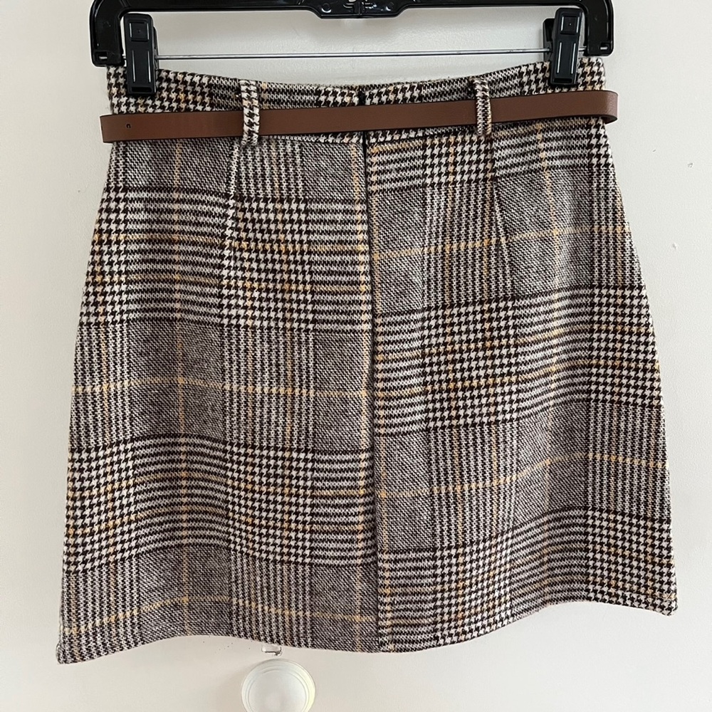 Dark Brown Houndstooth/Checked Patterned Mini Ski… - image 7